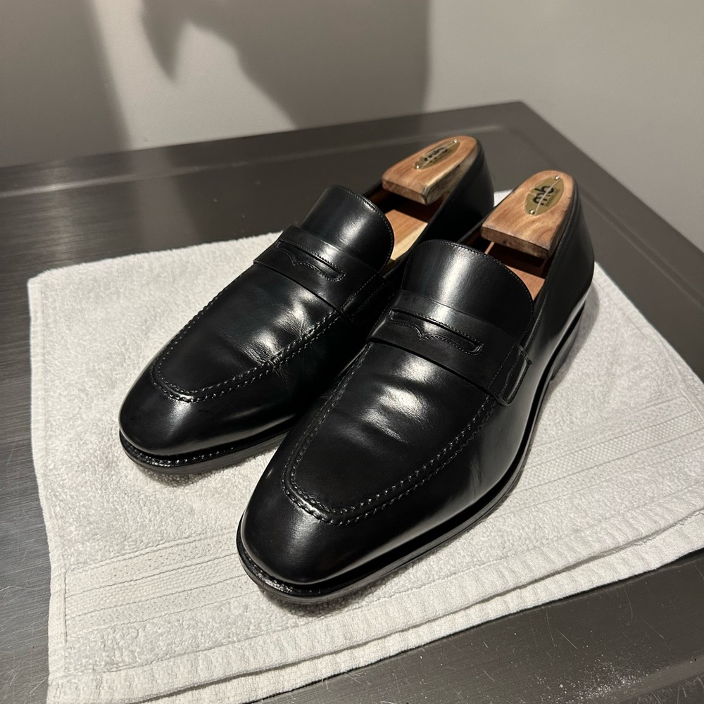 Salvatore Ferragamo Black Penny Loafers Tramezza Size 9.5EE